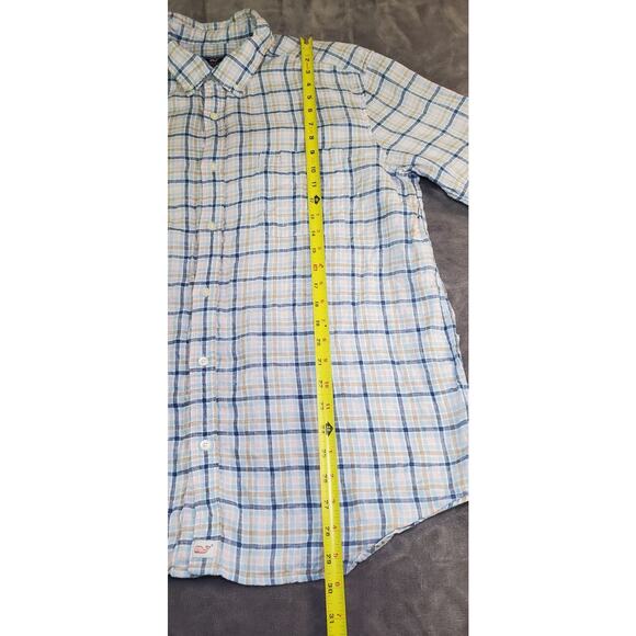Vineyard Vines 100% Linen Sz XL Classic Fit Shirt Mens Blue Pink Plaid C28-45 - Picture 2 of 10
